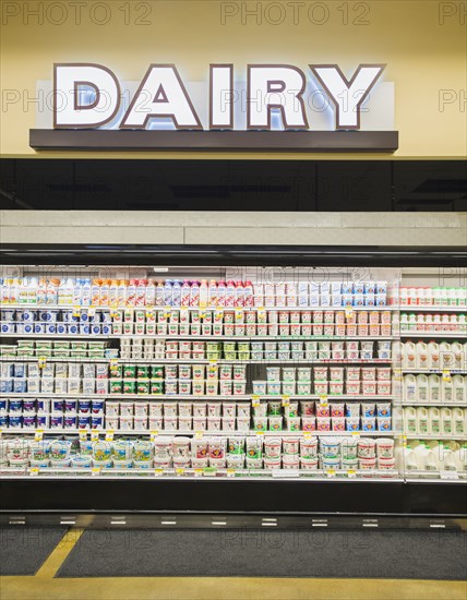 Dairy section of grocery store