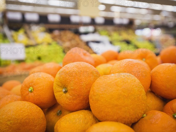 Close up of fruit for sale in grocery store