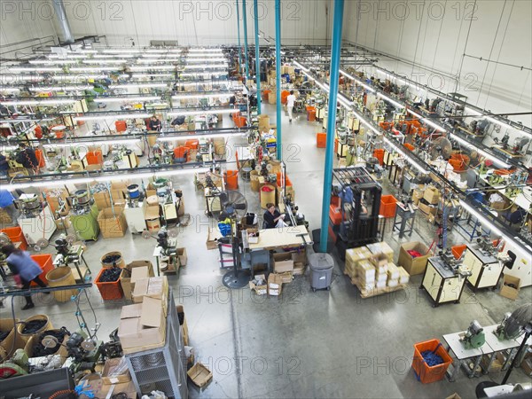 Overhead view of textile factory