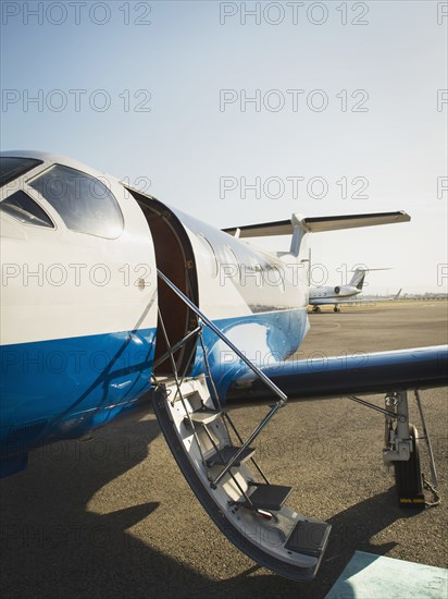 Airplane grounded on runway