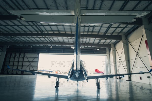 Airplane in hangar