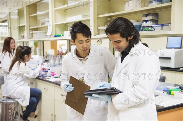 Scientists working in laboratory