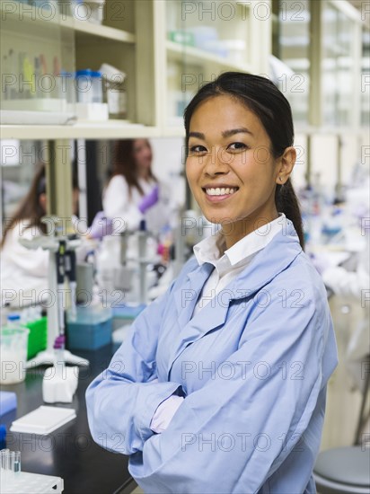 Scientist smiling in laboratory