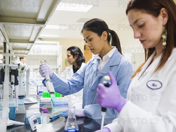 Scientists working in laboratory