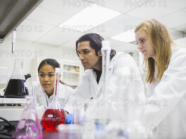 Scientists working in laboratory