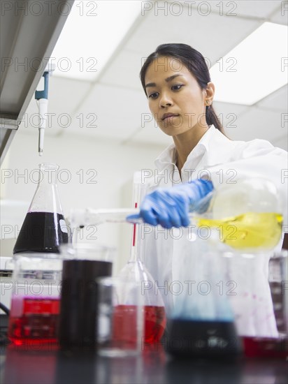 Japanese scientist working in laboratory