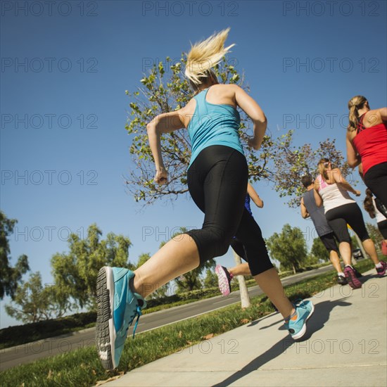 People jogging together outdoors