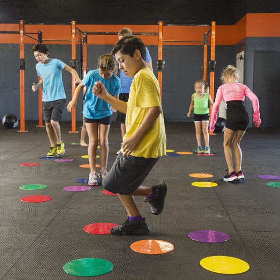 Children training in gym