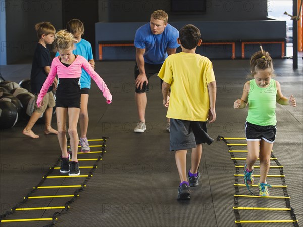 Children training in gym