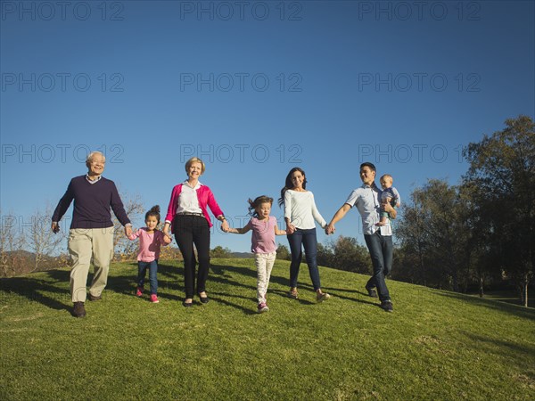 Family walking together in park