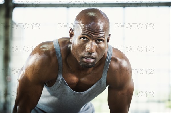 Close up of Black athlete resting