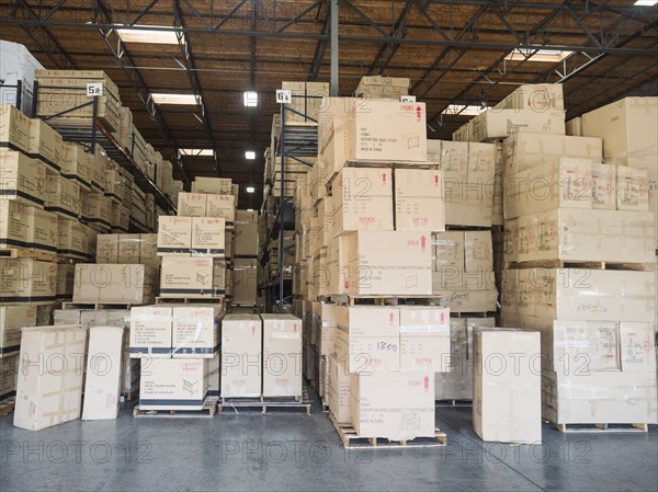 Cardboard boxes in warehouse