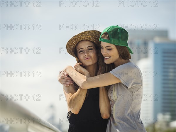 Caucasian women wearing hugging