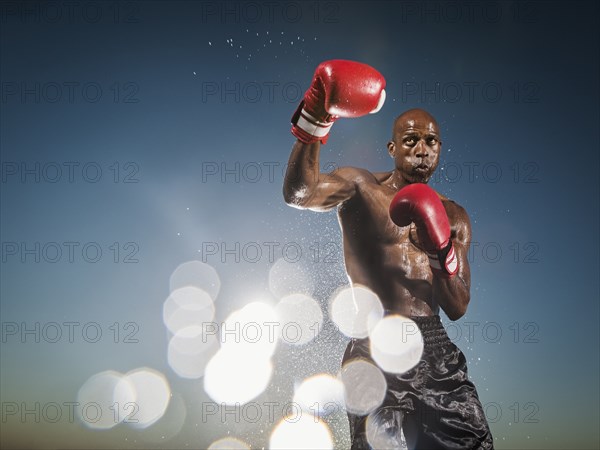 Water splashing on Black boxer