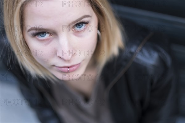 Close up of face of Caucasian woman