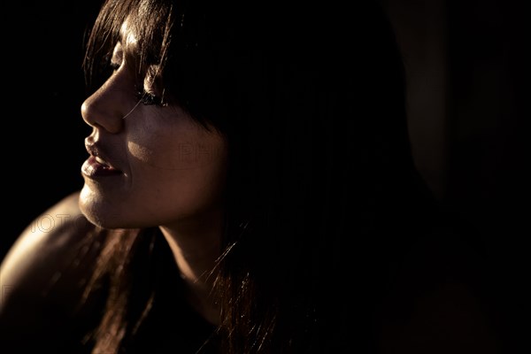 Close up of face of Caucasian woman