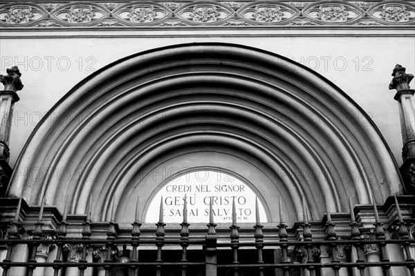 Gate near ornate architecture