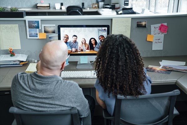 Business people on video conference