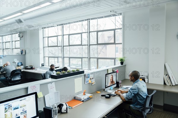 Business people on video conference