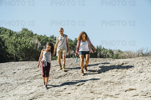 Friends walking outdoors