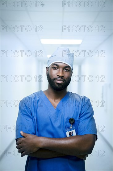 Portrait of serious black nurse