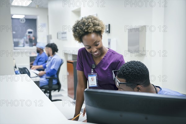 Nurses talking in hospital