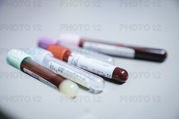 Test tubes with caps on table