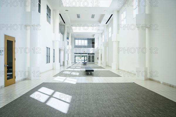 Benches in empty lobby