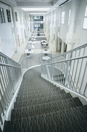 Staircase to empty lobby