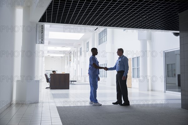 Doctor and nurse shaking hands