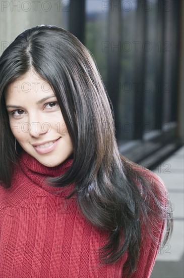 Hispanic woman with long hair