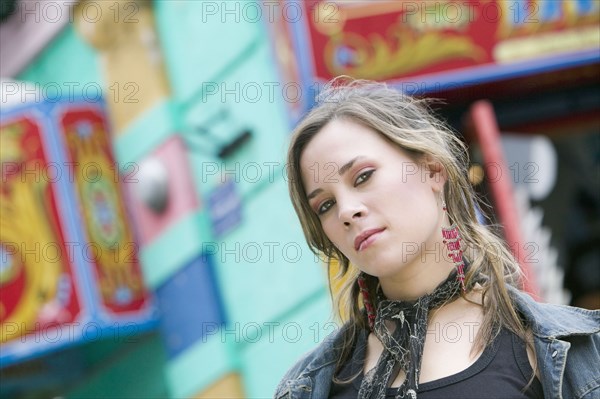 Young woman wearing scarf