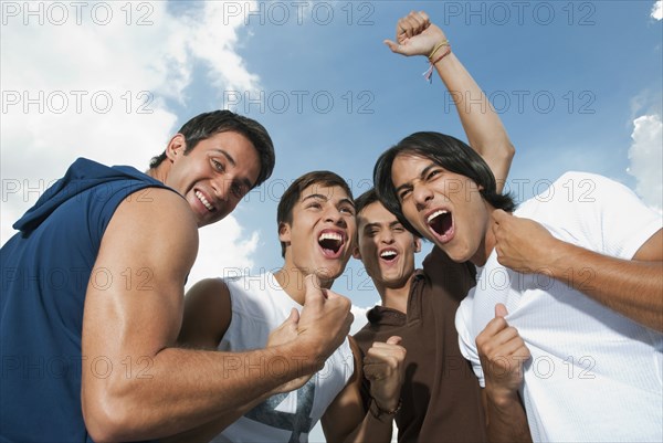 Friends cheering together