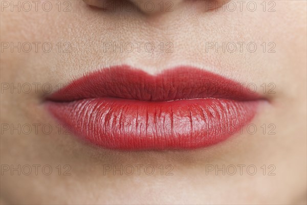 Close up of Caucasian woman's mouth