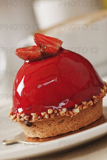 Close up of strawberry dessert