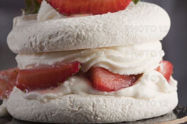 Close up of strawberry dessert