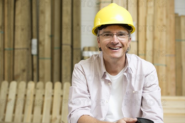 Smiling Hispanic carpenter