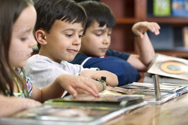 Hispanic students in library