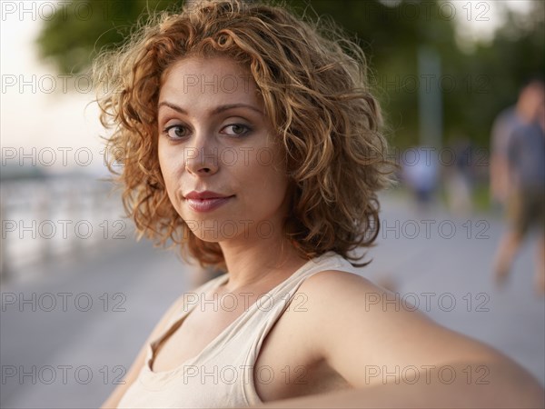 Close up of serious mixed race woman