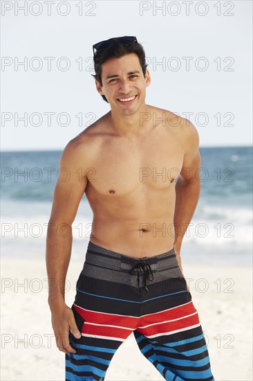 Man smiling on beach