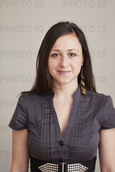 Mixed race woman smiling