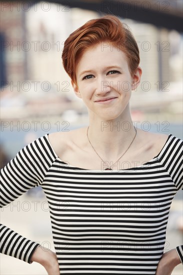 Smiling Caucasian woman with nose ring