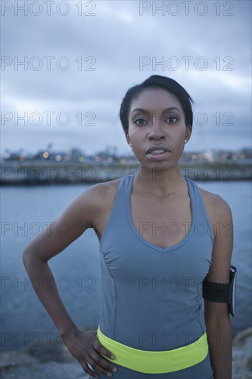 Serious runner in sportswear