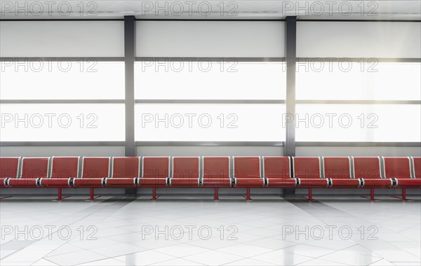 Empty seats in airport lobby