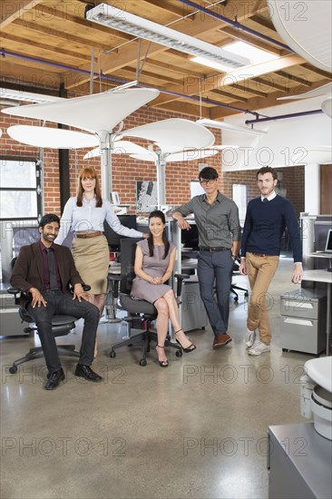 Business people smiling in office