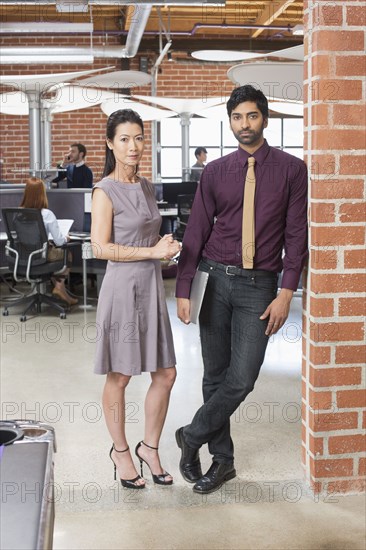 Business people smiling in office