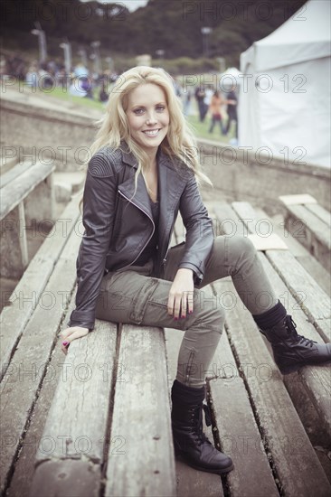 Woman smiling at festival