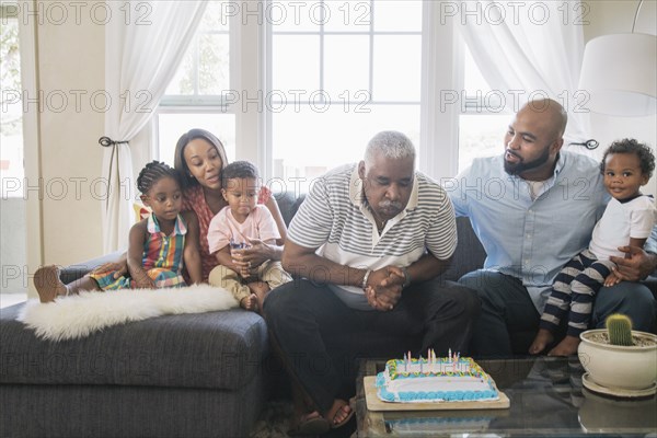 African American family celebrating birthday