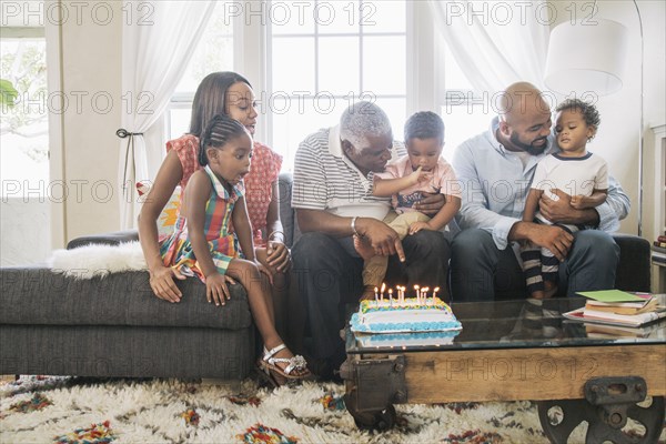 African American family celebrating birthday