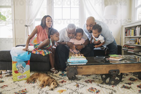 African American family celebrating birthday